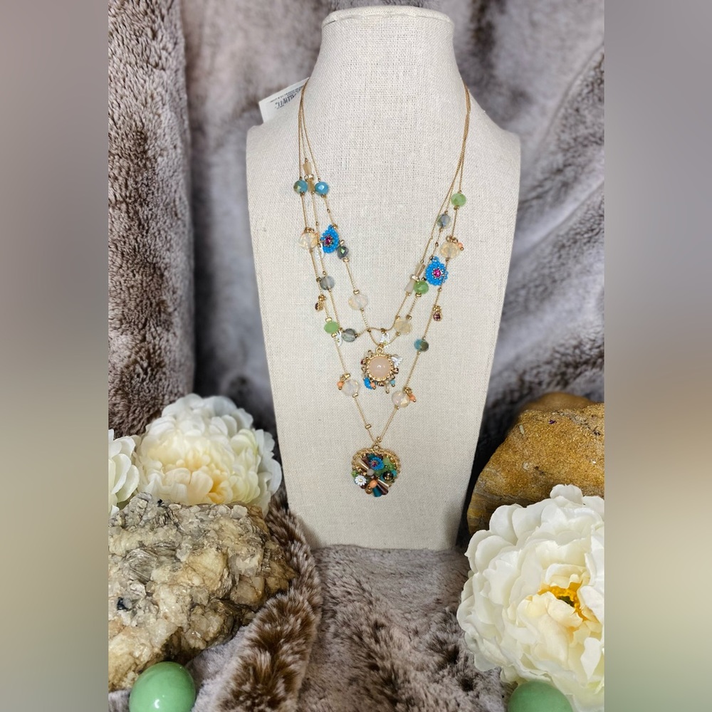 SOLD OUT ! Betsey Johnson gold tone multi color necklace